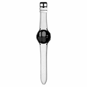 eses Sportovní kožený řemínek pro Samsung Galaxy Watch 4 a Watch 5 - Bílý, 20 mm