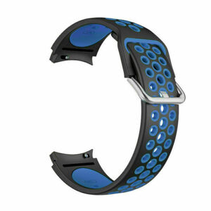 eses Silikonový dírkovaný řemínek pro Samsung Galaxy Watch 4 a Watch 5 - Černo modrý, 20 mm