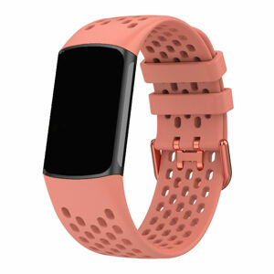 eses Silikonový řemínek dírkovaný pro Fitbit Charge 5 - Růžový