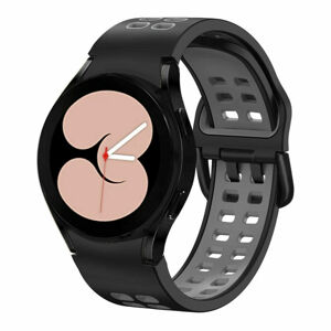 eses Silikonový dírkovaný řemínek pro Samsung Galaxy Watch 4 a Watch 5 - Černo šedý, 20 mm