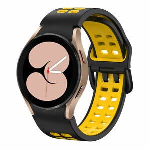 eses Silikonový dírkovaný řemínek pro Samsung Galaxy Watch 4 a Watch 5 - Černo žlutý, 20 mm