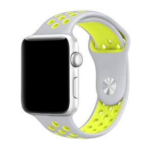 eses Sportovní řemínek 42mm/44mm stříbrný/žlutý pro Apple Watch