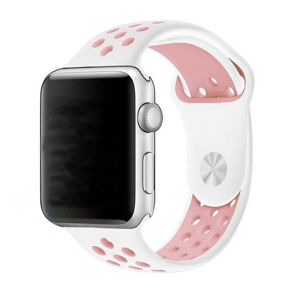 eses Sportovní řemínek 42mm/44mm bílý/růžový pro Apple Watch