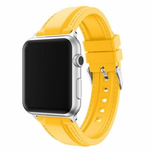 eses Silikonový řemínek 38mm/40mm žlutý s prošíváním pro Apple Watch