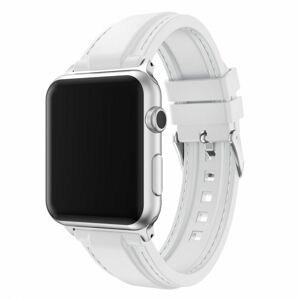 eses Silikonový řemínek 42mm/44mm bílý s prošíváním pro Apple Watch