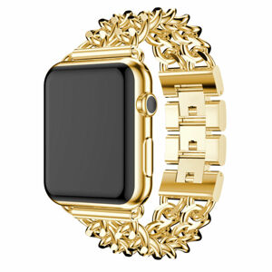 eses Kovový řetízkový řemínek 42mm/44mm zlatý pro Apple Watch