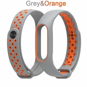 eses Náramek dírkovaný šedo oranžový pro Xiaomi Mi Band 2