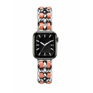 eses Kovový řetízkový řemínek propletený pro Apple Watch - Stříbrno oranžový, 42mm/44mm/45mm/49mm