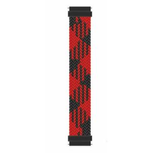 eses Tkaný elastický řemínek pro Fitbit Versa 3/4, Sense 1/2 - Velikost S, vzorovaný černo červený