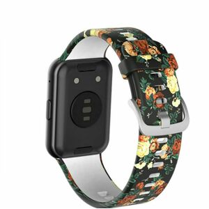 eses Silikonový řemínek pro Huawei Watch Fit a Huawei Watch Fit New - Vzorovaný, květinový